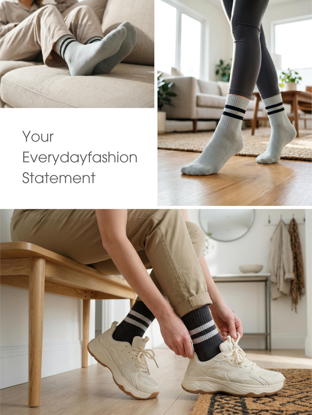 Fashion Crew Socks 4 Pack- Daily Misty Blue