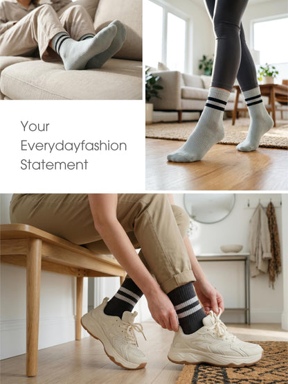 Fashion Crew Socks 4 Pack- Daily Misty Blue