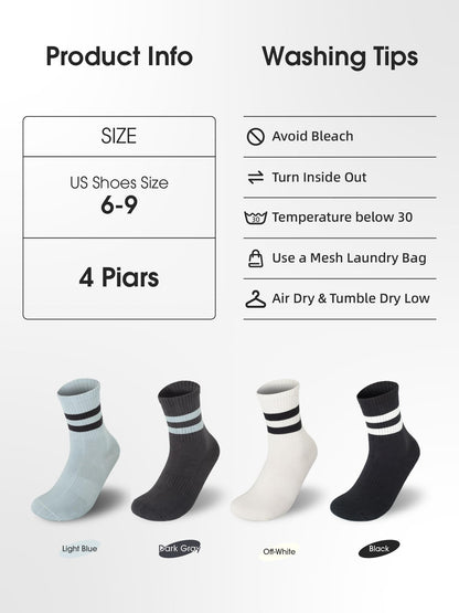 Fashion Crew Socks 4 Pack- Daily Misty Blue