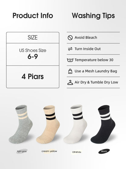 Fashion Crew Socks 4 Pack- Daily Classic