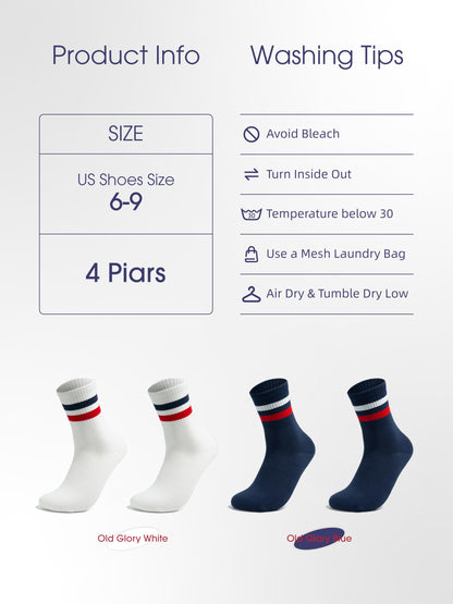 Fashion Crew Socks 4 Pack- Daily US Theme